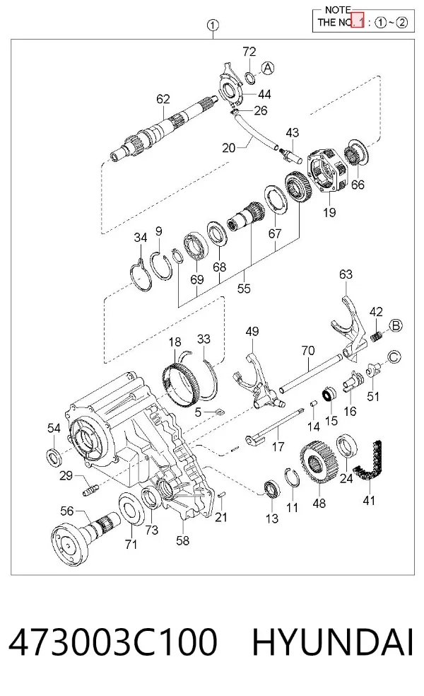Caja de transferencia 473003C100 Hyundai/Kia