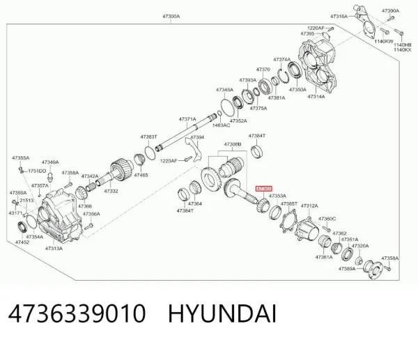 Cojinete delantero del eje de salida de la caja de transferencia 4736339010 Hyundai/Kia