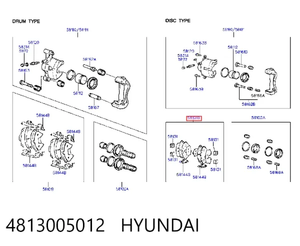 Pastillas de freno 4813005012 Hyundai/Kia