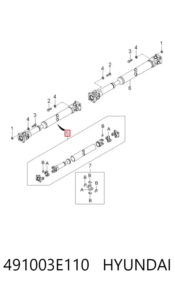 Árbol de transmision delantero 491003E110 Hyundai/Kia