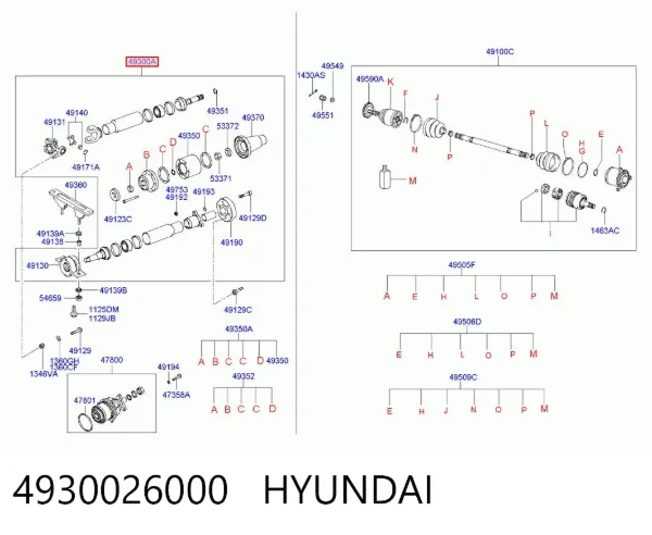 Cardán 4930026000 Hyundai/Kia