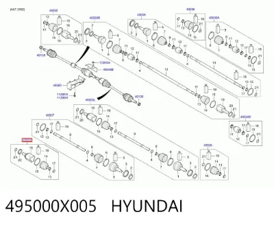 Junta homocinética interna delantera HYUNDAI 495000X005