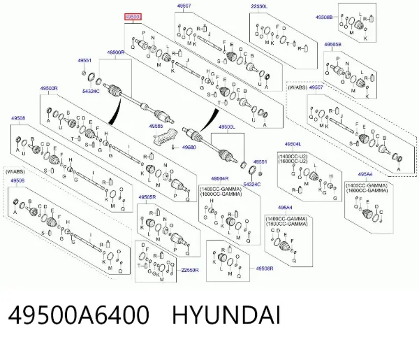 Junta homocinética interna delantera 49500A6400 Hyundai/Kia