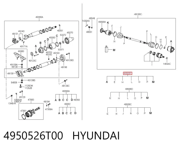 Junta homocinética interior trasera 4950526T00 Hyundai/Kia