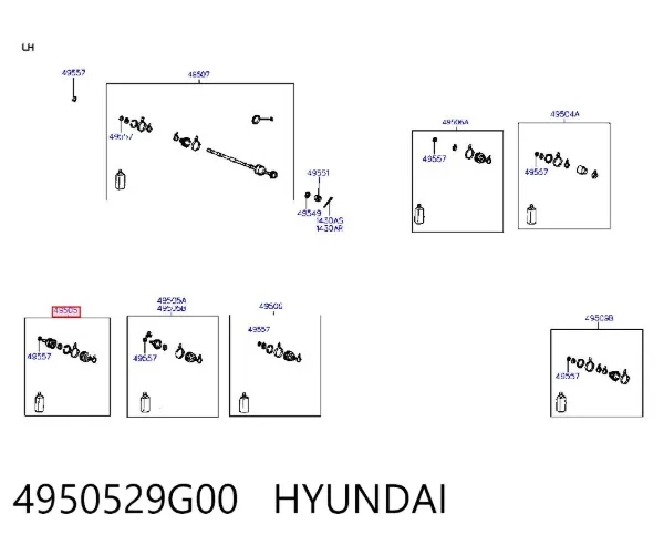 Junta homocinética interna delantera 4950529G00 Hyundai/Kia
