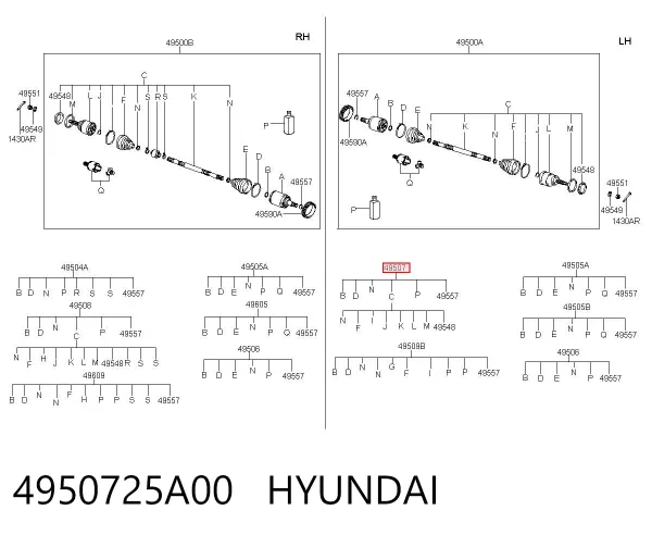 Junta homocinetica 4950725A00 Hyundai/Kia