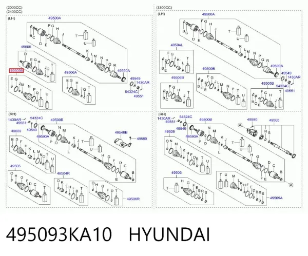 Fuelle de palier delantero exterior 495093KA10 Hyundai/Kia
