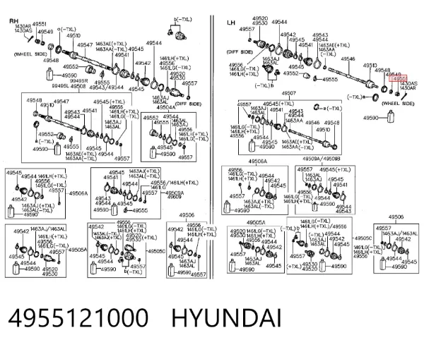 Tuerca del cubo de la rueda delantera 4955121000 Hyundai/Kia