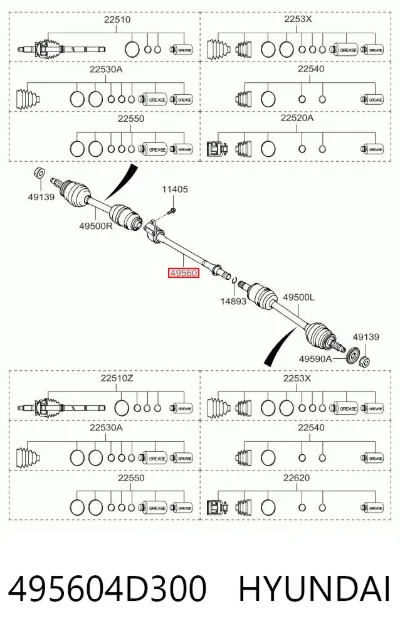 Eje intermedio de transmisión HYUNDAI 495604D300