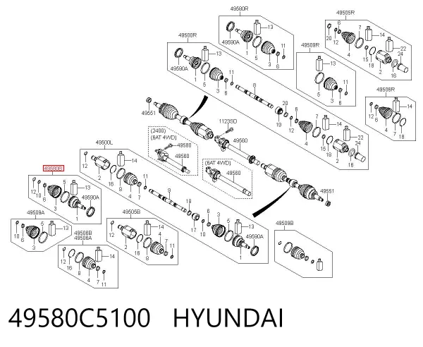Junta homocinetica 49580C5100 Hyundai/Kia