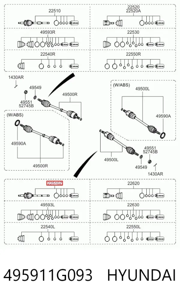 Junta homocinetica 495911G093 Hyundai/Kia