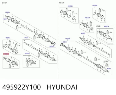 Junta homocinética interna delantera HYUNDAI 495922Y100