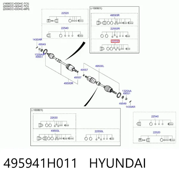 Fuelle de palier delantero exterior 495941H011 Hyundai/Kia