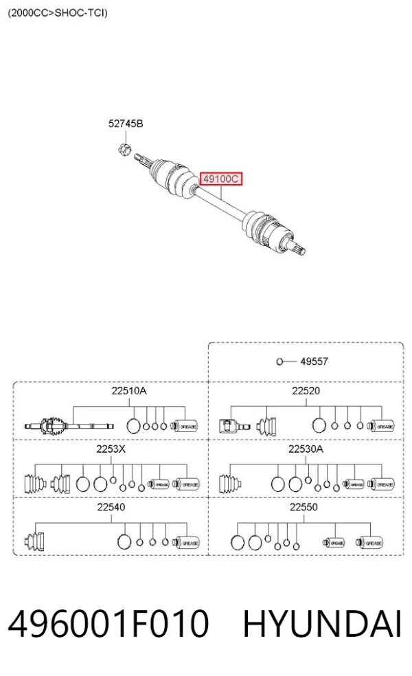 Semieje 496001F010 Hyundai/Kia