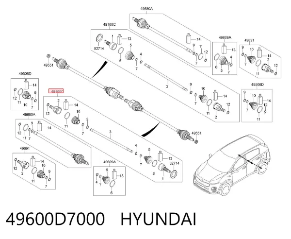 Semieje 49600D7000 Hyundai/Kia