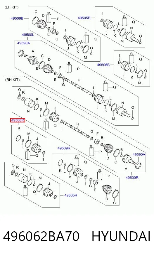 Fuelle, junta homocinética interior derecha delantera HY0100 DAC