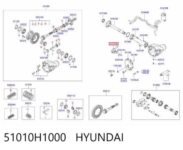 Embrague de bloqueo del diferencial de la caja de cambios 51010H1000 Hyundai/Kia