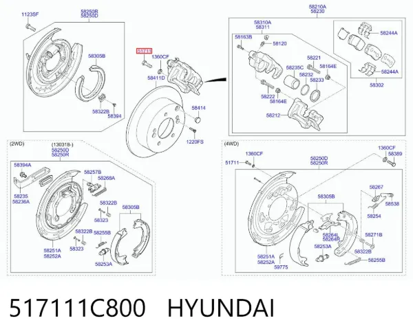 Mangueta delantera derecha 517111C800 Hyundai/Kia
