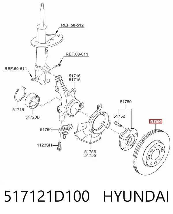 Disco de freno 517121D100 Hyundai/Kia