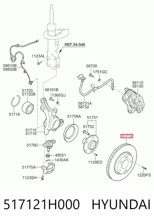 Disco de freno 517121H000 Hyundai/Kia
