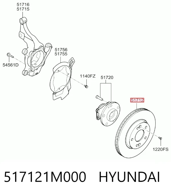 Disco de freno 517121M000 Hyundai/Kia