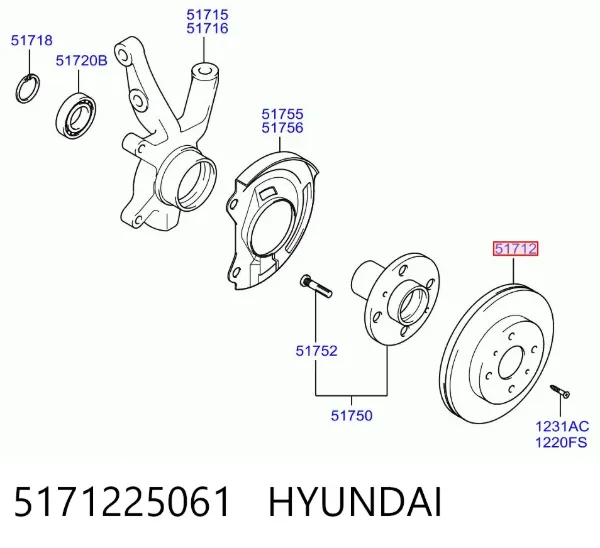 Disco de freno 5171225061 Hyundai/Kia
