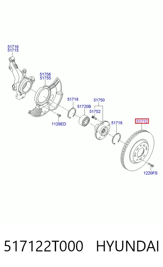 Disco de freno 517122T000 Hyundai/Kia