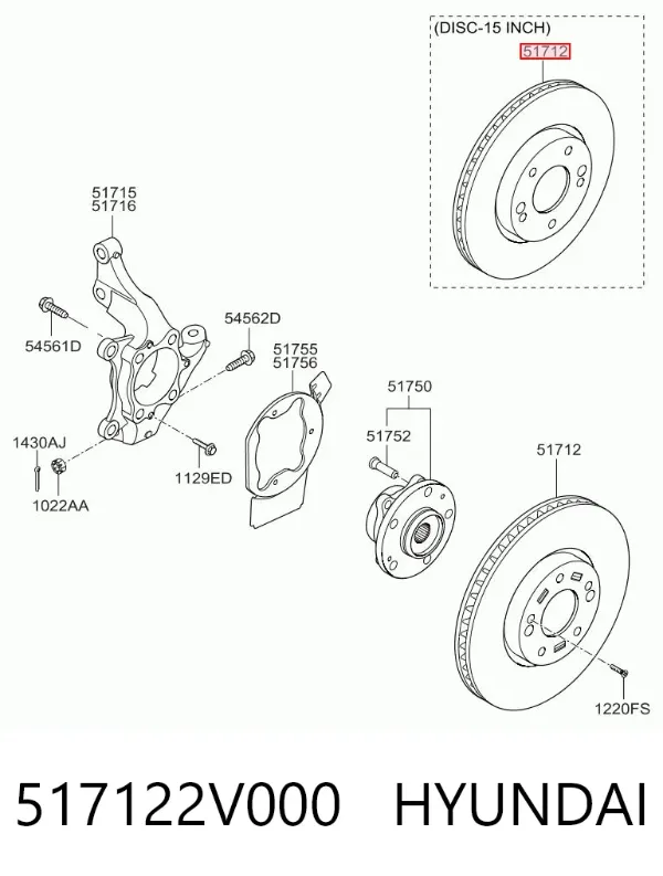 Disco de freno 517122V000 Hyundai/Kia