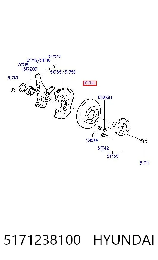 Disco de freno 5171238100 Hyundai/Kia