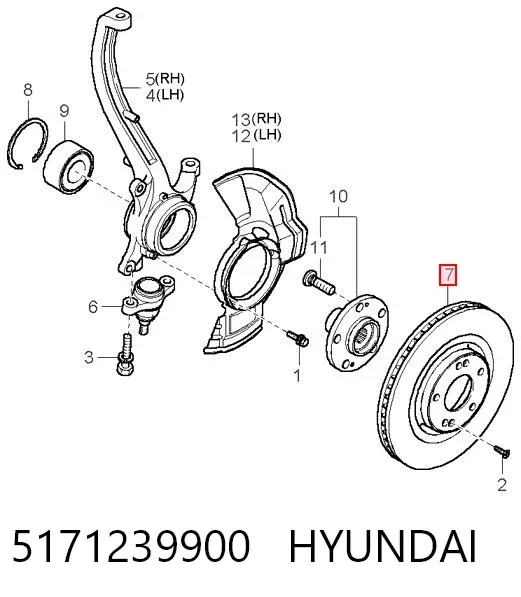 Disco de freno 5171239900 Hyundai/Kia