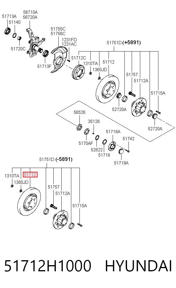 Disco de freno 51712H1000 Hyundai/Kia