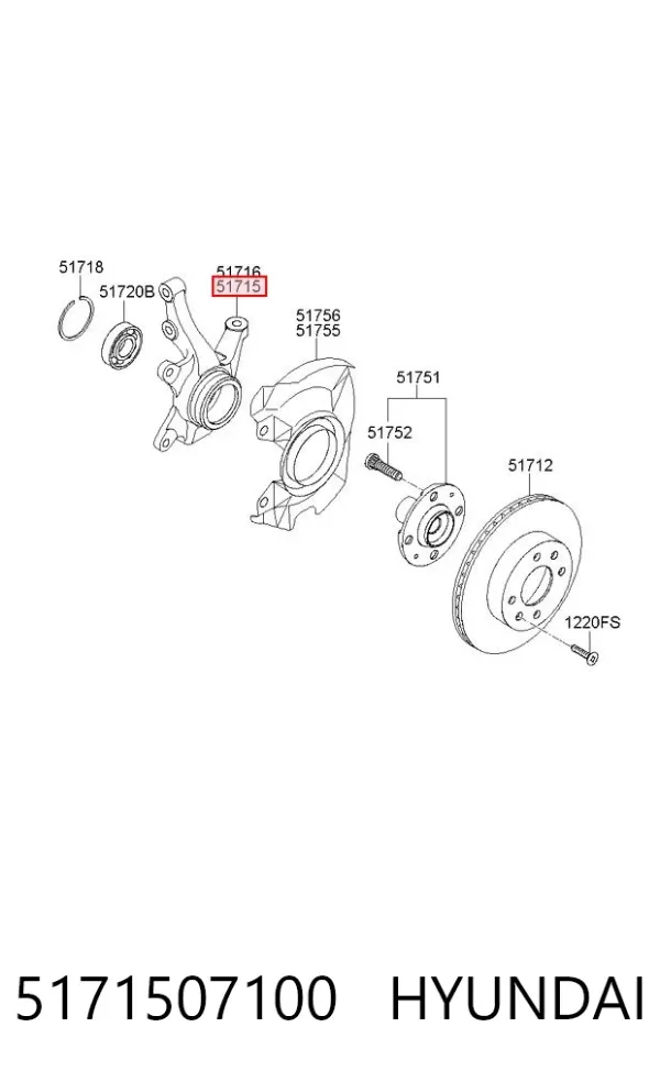 Mangueta delantera izquierda 5171507100 Hyundai/Kia