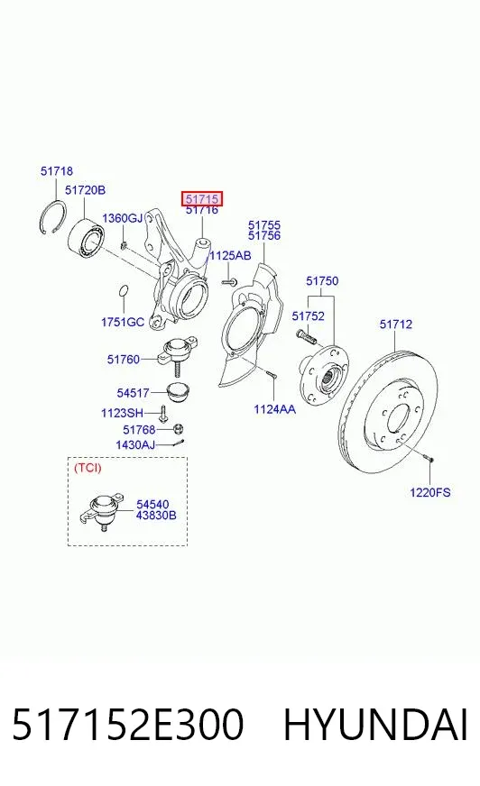 Mangueta delantera izquierda 517152E300 Hyundai/Kia