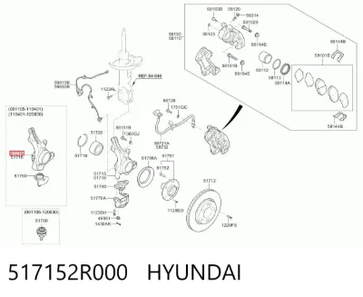 Mangueta delantera izquierda HYUNDAI 517152R000