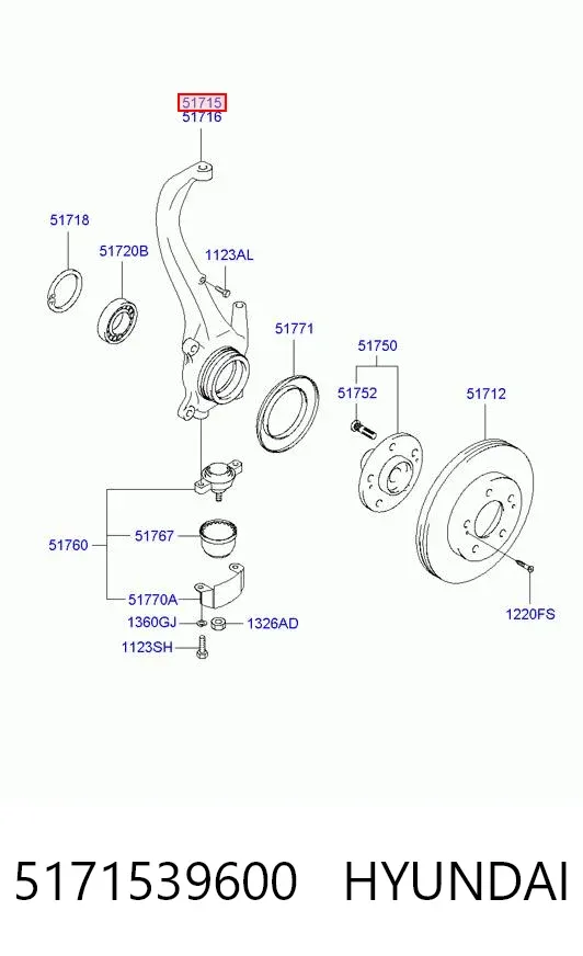 Mangueta delantera izquierda 5171539600 Hyundai/Kia