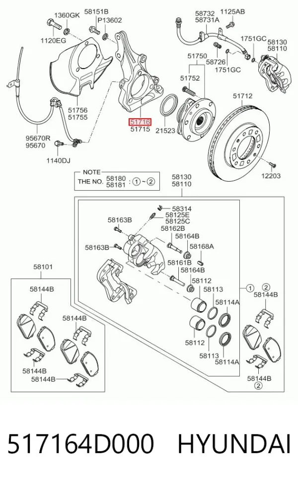 Mangueta delantera derecha 517164D000 Hyundai/Kia