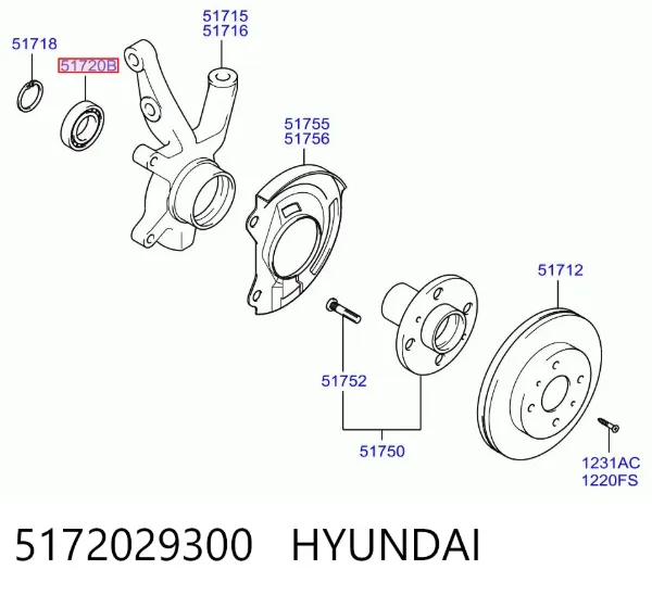 Cojinete de rueda delantero 5172029300 Hyundai/Kia