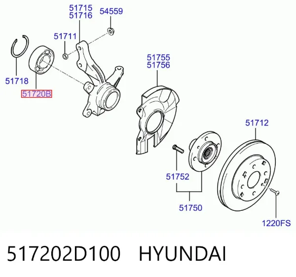 Cojinete de rueda delantero 517202D100 Hyundai/Kia