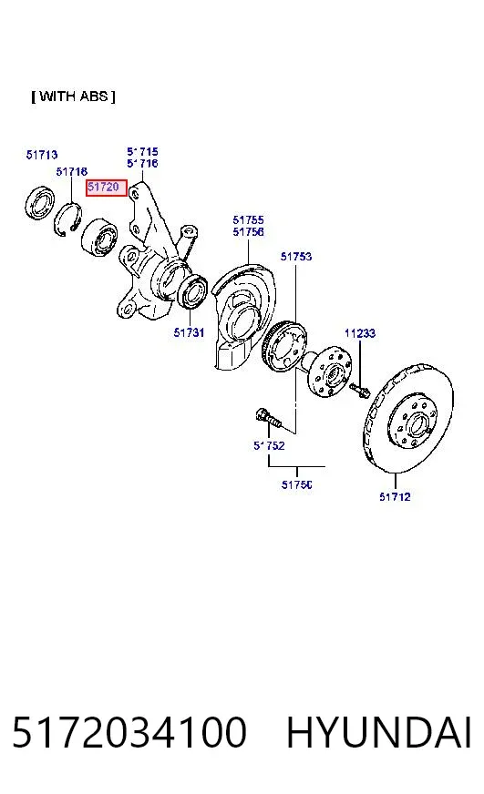 Cojinete de rueda delantero 5172034100 Hyundai/Kia