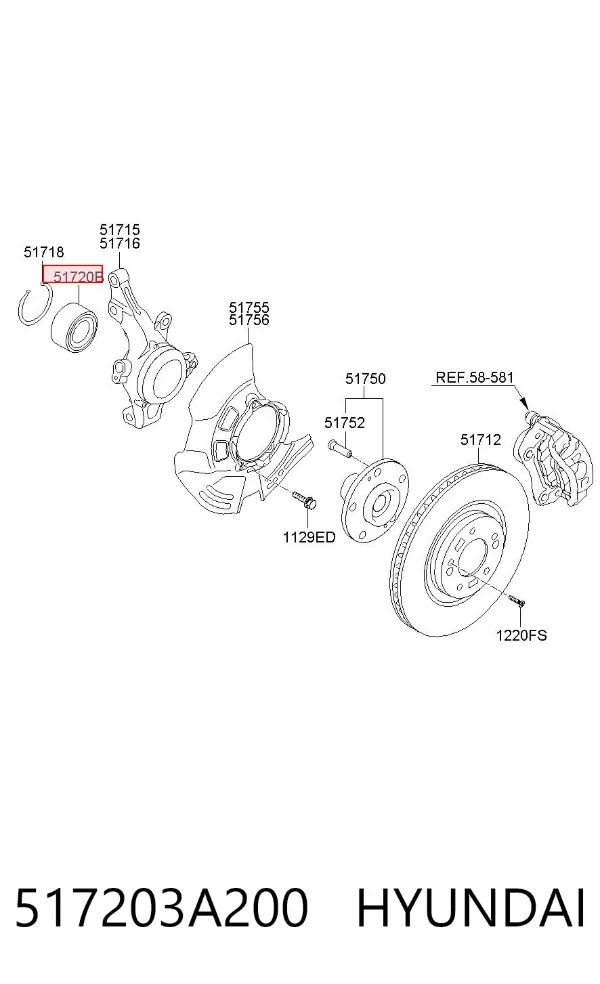 Cojinete de rueda delantero 517203A200 Hyundai/Kia