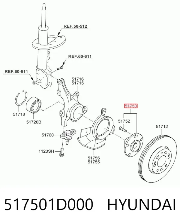 Buje de rueda delantero 517501D000 Hyundai/Kia