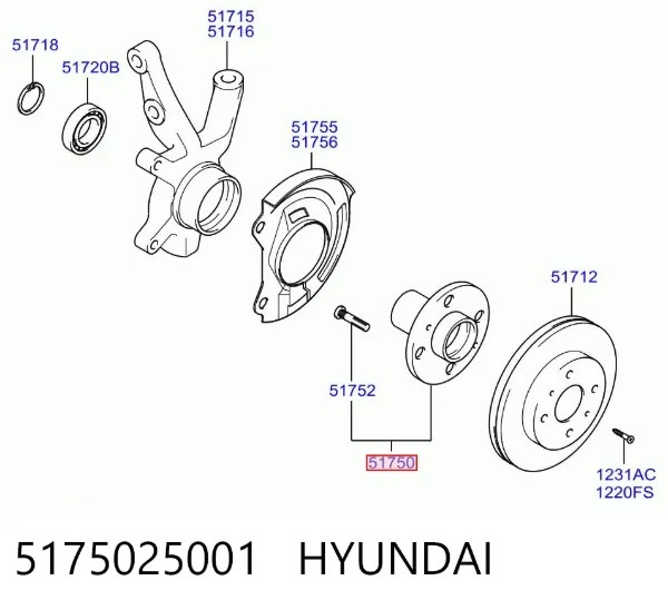 Buje de rueda delantero 5175025001 Hyundai/Kia