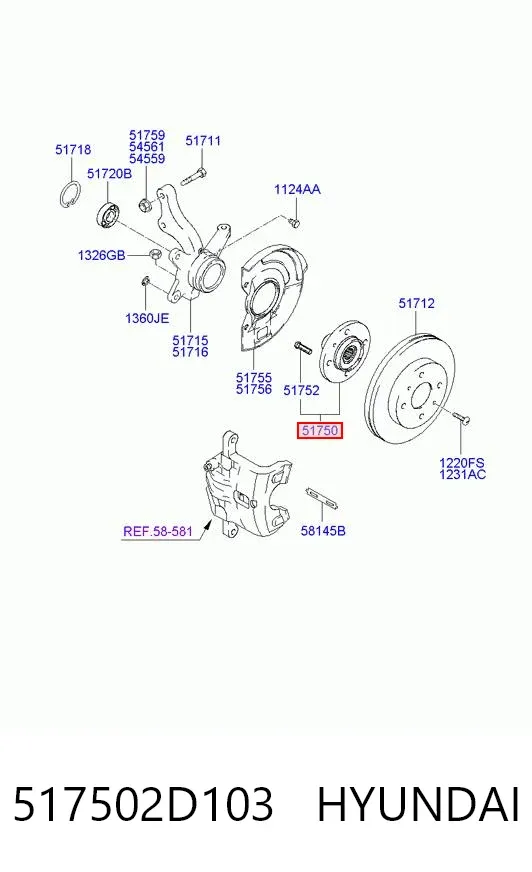 Buje de rueda delantero 517502D103 Hyundai/Kia