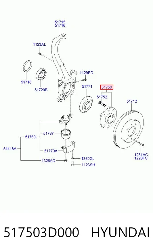 Buje de rueda delantero 517503D000 Hyundai/Kia