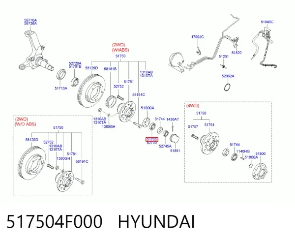 Cojinete de rueda delantero 517504F000 Hyundai/Kia
