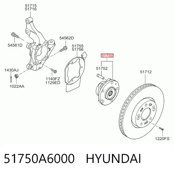 Buje de rueda delantero 51750A6000 Hyundai/Kia