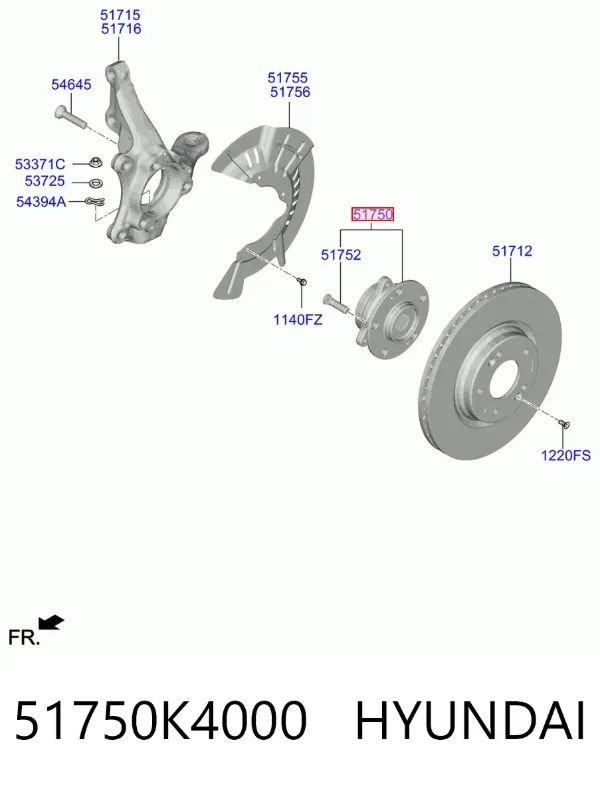 Buje de rueda delantero 51750K4000 Hyundai/Kia