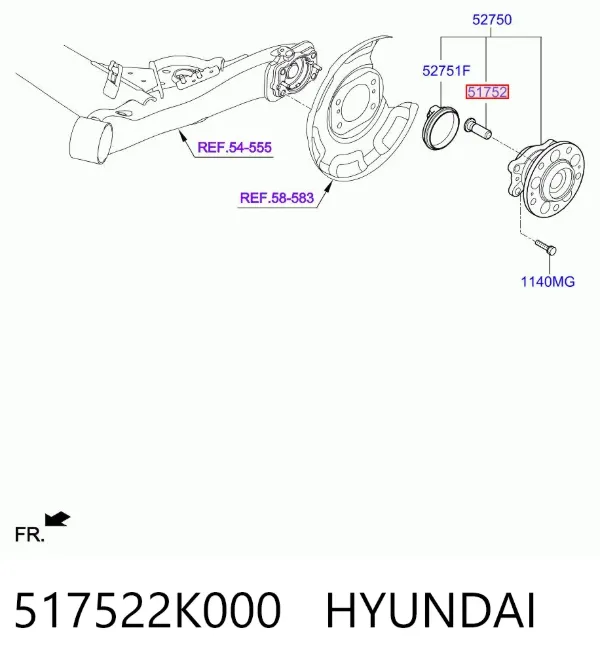 Perno de cubo 517522K000 Hyundai/Kia