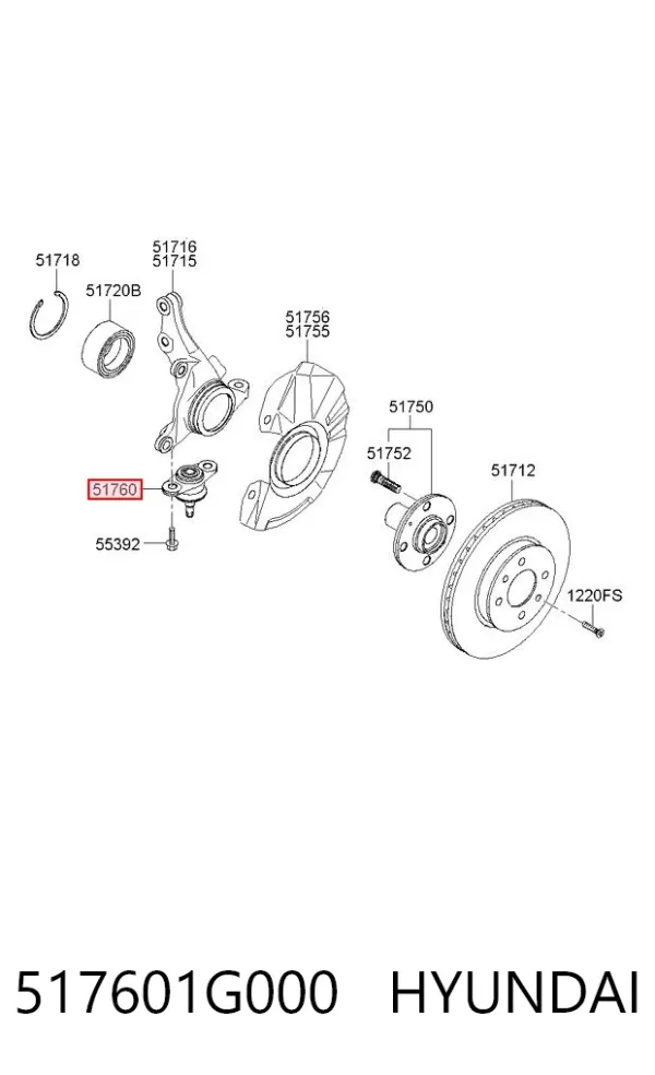 Rótula inferior de suspensión 517601G000 Hyundai/Kia