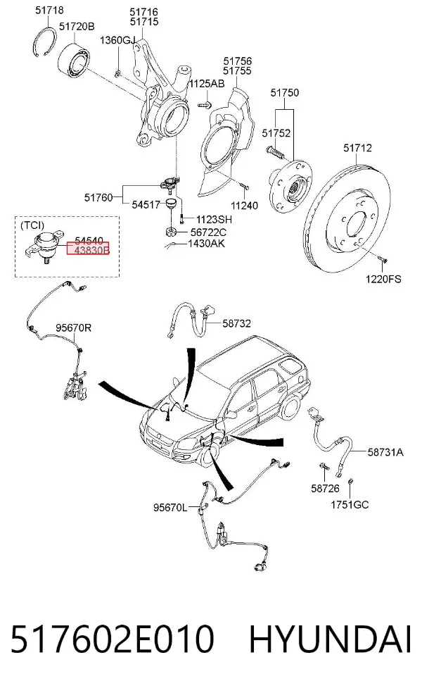 Rótula inferior de suspensión 517602E010 Hyundai/Kia